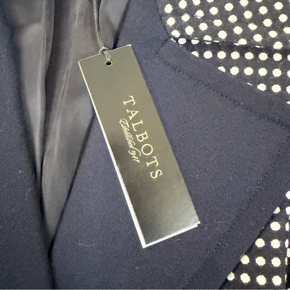 Talbots The Grace Fit Flatteringly Classic $179 Navy Polka Dot Women's Blazer-14 - Picture 7 of 13